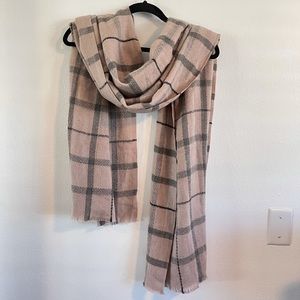 Soft Light Pink and Gray Checkered Scarf